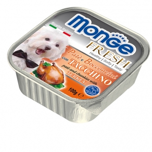 Makanan Basah Anjing Monge Fresh Pate and Chunkies with Turkey 100gr