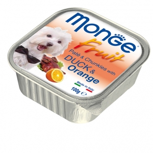 Makanan Basah Anjing Monge Fruit Pate and Chunkies with Duck and Orange 100gr