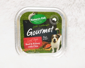 Makanan Basah / Kornet Anjing Nature's Gift Gourmet Beef & Kidney with Chia Loaf Style 100gr