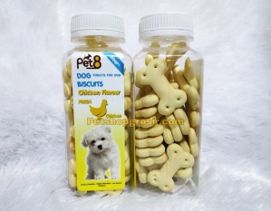Snack Anjing Pet8 Dog Biscuits Chicken Flavour 110gr (tulang)
