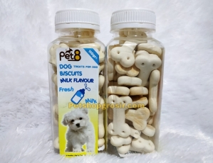 Snack Anjing Pet8 Dog Biscuits Milk Flavour 110gr (tulang)