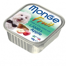 Makanan Basah Anjing Monge Fruit Pate and Chunkies with Lamb and Apple 100gr