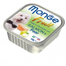 Makanan Basah Anjing Monge Fruit Pate and Chunkies with Salmon and Pear 100gr