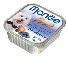 Makanan Basah Anjing Monge Fruit Pate and Chunkies with Turkey and Blueberry 100gr