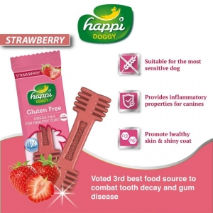 Snack Anjing Happi Doggy Dental Care Strawberry Gluten Free