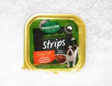 Makanan Basah / Kornet Anjing Nature's Gift Strips with Beef, Sweet Potato & Spinach Gravy Style 100gr