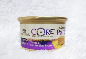 Makanan Kaleng Wellness Core Grain Free Kitten Turkey & Chicken Liver Recipe 3oz